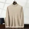 Nova coleção outono e inverno: suéter masculino de cashmere, cor sólida, gola alta discreta, suéter de lã, adequado para uso profissional, tamanhos grandes, pode ser usado como camada base