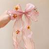 Diadema para el cabello de niña, femenina, colorida, con lazo, pasador trenzado, princesa de niña pequeña, pasador con cintas largas, accesorios para el cabello de verano para niñas
