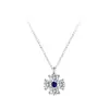 Set de Pendientes y Collar de Flor de Cuatro Hojas Completamente Incrustado con Diamantes, Estilo Coreano Fresco y Elegante, en Plata S925 para Mujer, con Joyas de Zafiro y Circonita