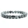 Pulsera de cuentas transfronteriza Amazon wish Ojo de Tigre piedra volcánica piedra mapa 8mm Pulsera Pulsera magnética para hombre