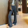 Pantalones de Tela Arroz Gris Oscuro Corte Delgado para Mujer, Novedad Primavera y Otoño, Cintura Alta, Caída Elegante, Adelgazantes, Pantalones de Yoga Deportivos, Micro Campana Casual