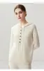 Camiseta de Punto de Cachemira Nueva para Otoño e Invierno, Moda Suave Cómoda Color Sólido Media Cremallera con Capucha Suéter Sencillo para Mujer