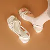 Sandálias de Verão Estilo Romano Europeu, Estilo Fada, Francesas com Strass, Novo Modelo 2026, Uma Tira, Sapatos Femininos da Moda com Salto Grosso
