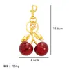 1 Pieza Llavero Brillante Rojo/Rosa con Hoja y Cereza Llavero de Moda Amuletos para Bolsos Amuletos para Carteras para Mujeres Llaveros Regalo Especial para Ella
