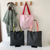 Design Xadrez Listrado 2026 Outono Nova Moda Versátil Estiloso Lona Estilo Coreano Grande Capacidade Bolsa Tote de Ombro