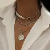 Joyería Transfronteriza Europea y Americana, Collares de Retrato de Perlas de Imitación Multicapa, Accesorios de Alta Gama para Mujer, Collares Multicapa