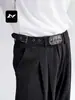 Con un rico toque americano de alta gama, pantalones casuales plisados para hombre y mujer, marca de moda de corte holgado y limpio, silueta con caída, pantalones de pierna curva