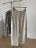 Calças casuais retas estilo coreano para mulheres, calças largas estilo coreano com cós elástico, modelagem que afina a silhueta e com bom caimento, comprimento cropped