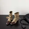 Nuevas botas para mujer 2026 con tiras interiores para aumentar la altura, versátiles en estilo 'wasteland', con diseño de lazo, estética retro otoño/invierno, botines, estilo western