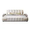 Cama tapizada de lujo ligero de alta gama 1,8 metros cama doble para dormitorio principal 1,5 metros cama individual con almacenamiento uso doméstico cama de cuero genuino no