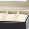Caja negra de 6 relojes de PU de alta calidad, caja de 6 compartimentos para relojes, caja de exhibición para almacenamiento de relojes y joyas