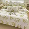 Juego de cama de cuatro piezas de algodón lavado fresco pequeño grueso para lijar funda nórdica funda de almohada ropa de cama de tres piezas para dormitorio de estudiantes