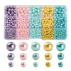 Set de Perlas Artificiales Perforadas Sueltas DIY Coloridas Redondas de ABS Materiales para Joyería Accesorios Caja de 24/28 Compartimentos
