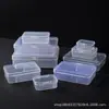 Caixa Plástica Retangular de PP Multiespecificação Transparente para Peças Pequenas Cartão de Visita Material de Escritório Coberta Organização de Mesa de Carro