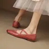Zapatos de Mujer de Estilo Nuevo para Todas las Estaciones, de Tacón Bajo, Tallas Grandes para Mujer, de Tacón Cuadrado, Antideslizantes, de Suela Suave, Zapatos Bajos, Zapatos de Piel de Vaca con Punta Redonda