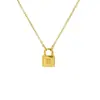 Collar con Candado de Acero de Titanio que No se Desvanece, Letra, para Mujer, Cadena de Clavícula de Lujo Ligero, Colgante de Moda Europea y Americana Tendencia, Joyería de Acero Inoxidable
