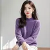Nuevo suéter de punto para mujer con cuello alto medio, jersey corto de otoño/invierno, color liso, corte holgado, capa base engrosada, disponible para dropshipping