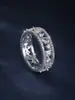 Anillo de Zirconia Pera de Cristal Círculo Completo Estilo de Corte Corazón Hueco Forro Interior Anillo de Dedo con Pedrería