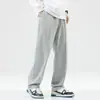 Pantalones Pesados Hanska para Hombre Invierno con Forro Polar Gruesos de Marca Moderna Sueltos Deportivos con Cordón Rectos Negros para Piso
