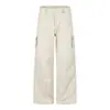 Calça de trabalho retro americana para homens e mulheres, multi-bolsos, modelagem que emagrece, solta, versátil, larga, perna reta, calça casual de perna larga