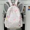 Nova mochila estilo floresta ins de alta aparência, fresca, doce e fofa com tema de estrela para alunos do ensino fundamental e médio, bolsa de ombro dupla leve e simples