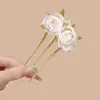 Nuevo Estilo Chino Temperamento Suave Flor de Peonía Cuentas Pomelo Goteante Horquilla de Tres Dientes Horquilla de Estilo Antiguo Exquisita Horquilla Mecedora de Pasos