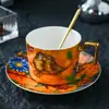 Xícara de café de luxo vintage com toque requintado e de alta qualidade, conjunto de xícaras de chá da tarde em porcelana, conjunto de chá, presente de aniversário e inauguração de casa
