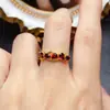 Anillo Popular de Granate Natural al por Mayor de Fábrica Plata S925 Incrustado con Piedra Principal 3*4 Joyería de Lujo Venta Directa de Fábrica