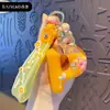 Chaveiro Criativo de Letra com Óleo e Bolinhas Coloridas Flutuantes Delicadas, Adequado para Meninas, Argola de Chaveiro de Bolsa de Casal