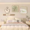 Pintura Decorativa de Cabeceira de Quarto Estilo Creme Pintura de Parede de Fundo de Sala Pintura de Parede Simples Borboleta Estilo Madeira Abstrato Sentido Avançado