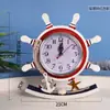 Roda de Navio Decorativa Estilo Mediterrâneo Relógio Silencioso Ornamento para Casa, Relógio de Parede para Sala de Estar, Relógio de Mesa Personalizado para Quarto Infantil