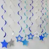 Novo Pingente Espiral Estrela de Cinco Pontas Recortada Azul Noturno Cena de Festa de Aniversário Celebração de Aniversário Decoração de Banquete de Aniversário