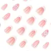 Uñas Cortas Flash-On Florales Tridimensionales Estilo Francés, Puntas de Uñas Rosas Simples, Uñas Postizas Usables Al Por Mayor