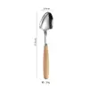 Espátula Cuchara de Acero Inoxidable con Mango de Madera para Uso Doméstico, Cuchara para Sandía, Cuchara de Madera de Haya Estilo Japonés, Tenedor, Cuchara Creativa de Cabeza Cuadrada, Cuchara Tenedor para Postre