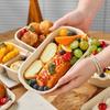 Caja de embalaje de frutas, lonchera desechable, para excursiones de primavera, picnic, camping, almuerzo, comida ligera, corte, doble compartimento separado para exteriores