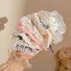 Lenço Quadrado Vazado Branco Cereja de Renda Feito à Mão Scrunchie Doce Feminino Rabo de Cavalo Elástico de Cabelo