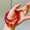 Pulseira de Calcedônia Vermelha Natural Sangue de Pombo Transparente de Gelo Lápis Lazúli 6mm