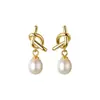 Nuevos pendientes de perlas simples con nudo barroco geométrico, dulce personalidad, joyería de moda femenina, regalo