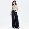Jeans de Pierna Ancha para Mujer, Nuevo Estilo Primavera, Cintura Alta, Corte Holgado, Adelgazantes, Azul Denim, Petite, Caída Suave, Versátiles, Pantalones Largos hasta el Suelo para Mujer