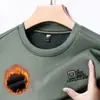 Sudadera Gruesa de Forro Polar para Hombre Camiseta de Manga Larga Invierno Nueva Cuello Redondo Top Camisa Base Casual para Hombres Jóvenes y de Mediana Edad