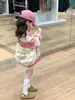 Otoño 2026 Nuevo Estilo Coreano Ropa Infantil Niñas Estilo Dulce Sudadera Larga Rayada Vestido Casual Vestido Estampado