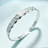 Pulseira Kt Cat 9999 Prata Pura para Meninas com um Estilo Sólido, Aberto, de Nicho, Jovem, Decorativa Presente de Aniversário 520