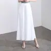 Pantalones Culotte de Gasa con Abertura Lateral Moda Verano 2023 Cintura Elástica Trasera Sueltos Casual Elegantes Pierna Ancha Largos