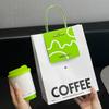 Bolsa de Embalaje Doble Taza para Bebida de Té con Leche Café Bolsa de Papel Kraft Bolso Desechable Logotipo Impreso Comercial