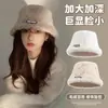 Sombrero de Pescador de Lana de Cordero Estilo Coreano para Mujer, Invierno Felpa Engrosado Cálido Ins Versátil de Moda para Adelgazar la Cara