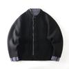 Falso Two-Piece com Costura Xadrez! Cardigan Jacket de Botão Grossa Quente Masculino Outono e Inverno 2025
