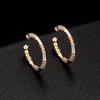Estilo japonês e coreano 14K ouro brincos cor zircão clipe brincos simples orelha furos orelha dupla orelha fivela em forma de brincos em forma de C para as mulheres