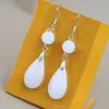 Aretes de Gota de Agua Color Jade, Simples y Elegantes, Modernos y Versátiles, Aretes Anticaída, Estilo Chino, Diseño de Borla Larga para Madres