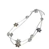 Tendencia de Moda Metal Flor Concha Color de Contraste Puntada Collar de Mujer Moda Largo Apilado Collar Cadena Distintiva Clavícula