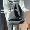 Calça de maternidade listrada de perna larga com suporte para a barriga, cintura elástica, corte reto solto, adequada para usar em casa e ao ar livre, calça longa casual para gravidez